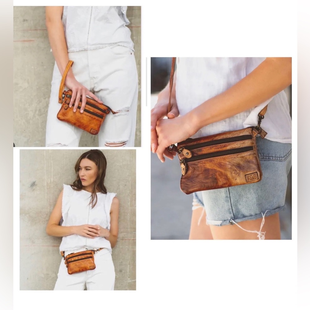 NWT Bed Stu Leather Viana Crossbody Belt Bag Wristlet Cafe Latte MSRP $180 - Picture 13 of 13